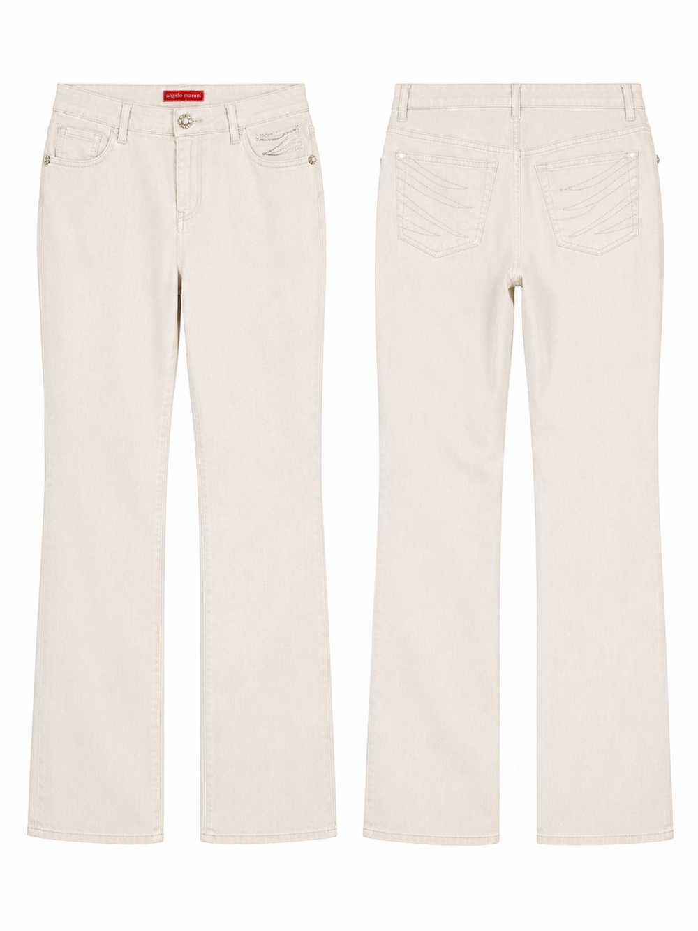 Angelo Marani Italy White Crystal Embellished Stretch Jeans Designer Denim Sz 8 - Picture 5 of 16
